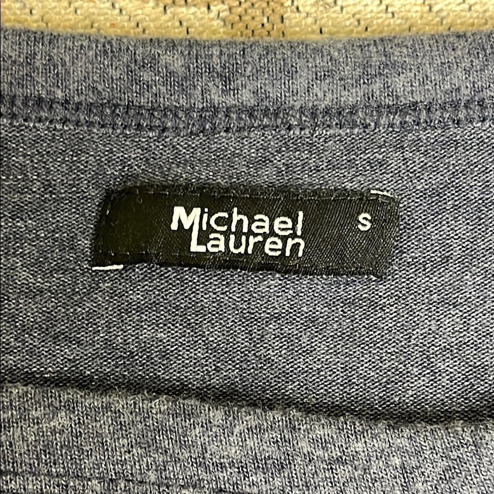 Michael Lauren keyhole open neckline Blue comfy soft long sleeve lounge Top - Picture 3 of 10
